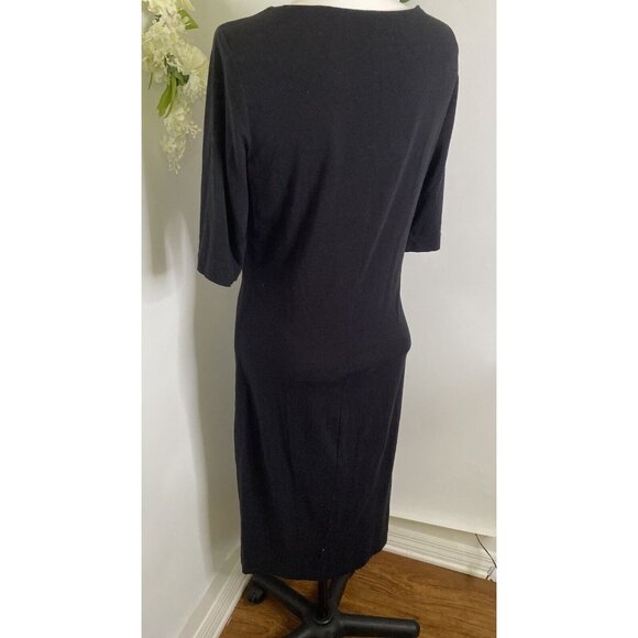 Diane Von Furstenberg Women Scoop Neck Short Sleeve Midi Dress Black Size Large - Picture 4 of 16